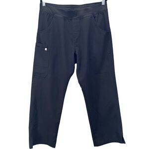 Navy Blue Scrub Pants Elastic Waist Straight Leg